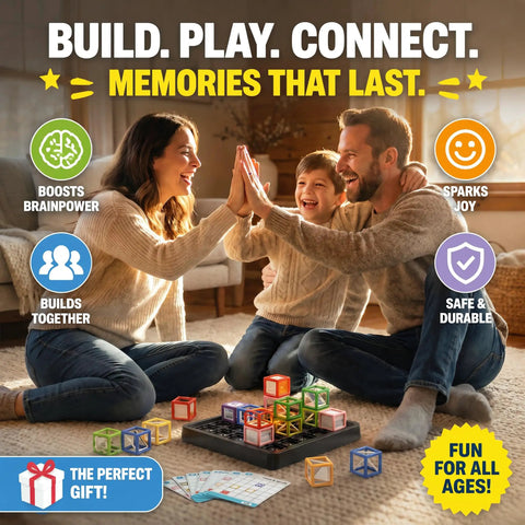 Laser Maze Reasoning Game For Kids Aged 8 To 13, Totally Hands On STEM Toy With Optics, Mirrors And Light Paths, Build Refraction Skills And Boost Spatial Imagination, Classic Edition For Curious Boys family playing puzzle cubes