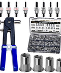 560 Piece Stainless Steel Rivet Nut Kit With Manual Rivet Nut Tool, Eight Metric And SAE Thread Sizes, 304 Stainless Rivet Nuts