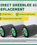 Dead Serious 2 Inch Conduit Mouse Piston 3 Pack Tough Foam Sealing Plugs For Emt Imc Rigid Pipe shown in 3-pack on white background.