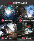 All In One 165A MIG Welder For 110V 220V 4 In 1 Gas Or Flux Core MIG Lift TIG And Stick Weld Modes in action with sparks
