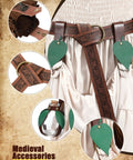 Detail of Rad Renaissance Belt Kit Brings You A Boss Medieval Waist Strap with leather pouch and flask holder.