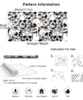 Dope Gothic Peel And Stick Wallpaper With Sugar Skull Floral Pattern For Bedroom In Black And White Removable Accent Wall Decor Durable Vinyl Easy To Install And Renters Friendly 17.7 Inch By 9.8 Foot pattern instructions and roll dimensions