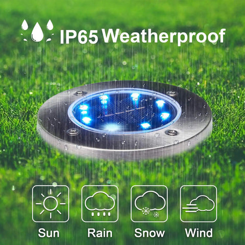 Solar Ground Lights 8 Pack Multicolor LED Pathway Lights For Outdoor Garden And Lawn, Color Changing Landscape Stakes
