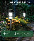 Outdoor Solar Pathway Lights 8 Pack Waterproof Landscape Lighting for Yard and Garden with flowers in rain