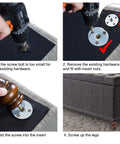 Step-by-step installation of Six Inch Wood Furniture Legs Set Of 4 Adjustable Leveling Feet Round Brown Replacement For Sofa