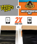 Waterproof Patch And Seal Tape Black 4 Inch By 10 Feet Heavy Duty Repair Tape Pack Of 4 comparison showing roll length