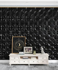 3D Wall Panels Black Textured PVC Tiles, 19.7 By 19.7 Inches, Pack Of 12 Covering 32 Sq Ft, Easy DIY Install on living room wall