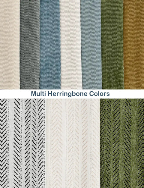 Multi-color herringbone fabric swatches for Bay Window Sill Seat Cushion Set With Weaving Chenille Texture Comfy Non Slip Foam Pads.
