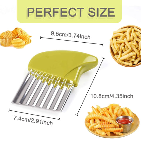 Green crinkle cutter with stainless-steel blades; 2-piece kitchen utensil set
