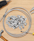 Heavy Duty Aluminum Crimping Loop Sleeve For Wire Rope And Cable Ends One Quarter Inch Six Millimeter Ferrules Crimp Sleeves For Cable Line Ends Durable Marine Outdoor Gear 50 Pack with wire rope and tools
