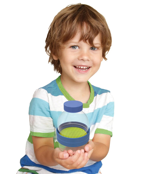 Child holding Kids First Science Lab Kit For Preschoolers Ages 3 And Up With 24 Durable Colorful Plastic Tools For Kid Friendly Hands On STEM.