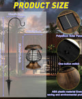 Solar Bug Zapper Outdoor Waterproof Mosquito Killer Lamp with plastic ring and antique bronze finish, pack of 2.