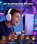 Gamer using lightweight gaming headset with crisp sound and clear unidirectional mic for PS5 PS4 Xbox Series X S Xbox One and Nintendo Switch
