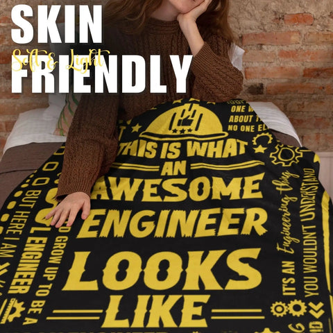 Engineer Gift Throw Blanket For Mechanical Electrical And Computer Pros Cozy Flannel Throw For Men 65 X 50 Inches Black Nerd Approved Comfort After Long Code Sprints And Late Night Builds covering person on couch