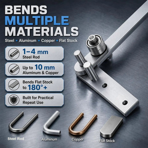 Built Like A Tank Manual Rebar Bender And Mini Pipe Tool Heavy Carbon Steel, bends 1-4mm steel, 10mm copper and aluminum.