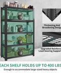 72 Inch 5 Tier Metal Wire Shelving Unit Heavy Duty Garage Storage Rack 2000 Lbs Max Capacity with various items like kettlebells.