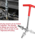 T Handle Spark Plug Socket Wrench Set With Universal Spark Plug Remover showing flexible head design and red handle