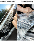 Comparison of Precision Precut TPU Paint Protection Film For Tesla Model Y Juniper 2025 2026 Models with inferior products showing bubbles.