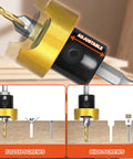 Rock Solid Carbide Tipped Countersink Drill Bit With 1/8 Inch Point And 3/8 Inch Chamfer Angle showing adjustable design for flush and hidden screws.