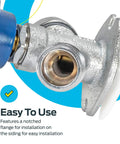 Close-up of Frost Proof Sillcock With Vacuum Breaker, 1/2 Inch MIP To 1/2 Inch Sweat Brass Faucet installation detail.