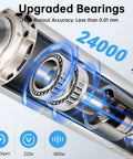 Internal view of Air Cooled 800W CNC Spindle Motor 220V ER11 65mm, 0-24000 RPM, showing upgraded bearings and precision runout under 0.01mm.
