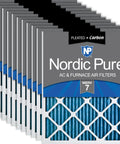 Pleated Air Filter 20X25X1 MERV 7 Plus Carbon 12 Pack with packaging visible for HVAC systems