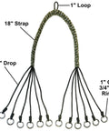 Rugged Paracord Bird Tote Carrier With 12 Drop Slip Ring System for waterfowl, ducks, geese, durable hang from carabiner