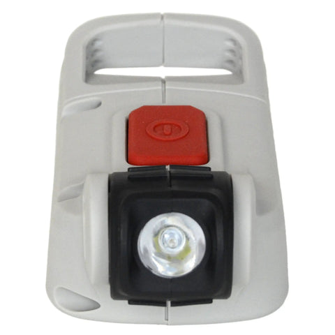 20V Max Cordless LED Work Light Featuring A Smooth Pivoting Neck And Rubberized Grip Handle Made For Serious Garage Builds And Construction Sites Providing Badass Brightness And Zero Fatigue Operation Bare Tool top view showing power button and LED light.