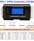 Your Go-To 8-In-1 Power Supply Tester For PC Builds With ATX 20-24 Pin, LCD screen voltage display in portable aluminum enclosure.
