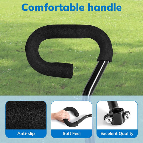 Kids Bike Safety Trainer Handle And Balance Push Bar For Learning To Ride, Easy Grip Stabilizer Bar, Black Finish, Non Slip Grip
