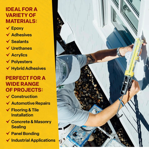 Person using Hex Rod Caulk Gun For 10 Oz Sealant And Adhesive Cartridges, Quiet Squeeze DripFree Tool With Cradle Frame