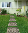 Garden path with square stone pavers using DIY Stepping Stone Molds For Concrete Stamp Set Reusable Plastic Molds