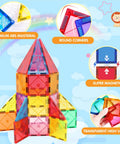 Magnetic Tiles Building Blocks For Kids Ages Three To Eight Kid Friendly Colorful Magnetic Stacking Toys rocket structure