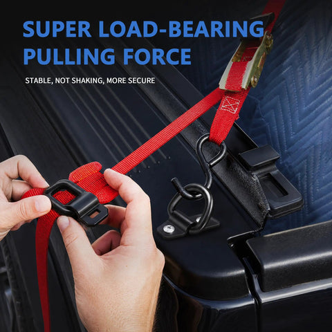 Heavy Duty 3 Eighth Inch Tie Down D Ring Anchors With Mounting Bracket Pack Of Six in use on truck bed for secure cargo