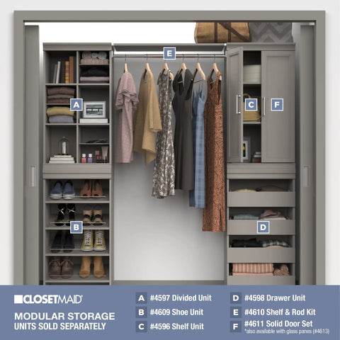 Super Slick Modular Closet Storage Organizer With Four Stackable Drawers In Taupe Decked Out With Decorative Trim And A Solid Back Panel For A Gotta Have Organized Space Vibe That Stays Tight And Totally Hassle Free