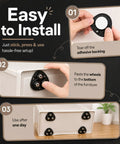 Step-by-step installation guide for DaddyBee Heavy Duty Self Adhesive Casters 8 Pack Stick-On Swivel Wheels.