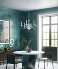 Williamsburgh 6 Light Chandelier In White Traditional Steel Fixture for dining room elegance