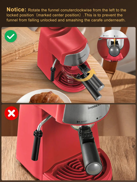 Solid Espresso And Cappuccino Machine Brings Super Quick Heat To Your Kitchen Counter with highlighted funnel features.
