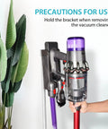 Cordless Vacuum Stand Docking Station With 6 Hooks For V15 Detect V11 V10 V8 V7 V6 Bracket in use, holding vacuum upright