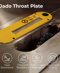 Heavy Duty Dado Throat Plate For 10 Inch Portable Table Saw sits flat over blade opening, showcasing its locking system and durable design.