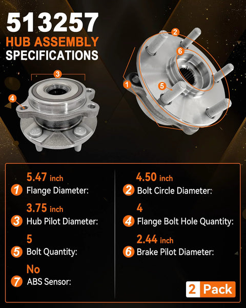 Front Wheel Bearing Hub Assembly 5 Lug With Encoder ABS Ready To Roll Compatible With Lexus and Toyota Specs Display