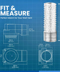 Blueprint with dimensions for Magnetic Dryer Vent Kit With 2.6 Foot Aluminum Duct And Clamps showing flexible hose design