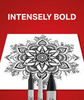 Badass Permanent Marker Variety Pack with Chisel Fine and Ultra-Fine Tips in Jet Black for 6-Count School Office and Poster Projects Featuring quick-dry ink on a mandala design.