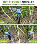 180° flexible nozzles in 40ft Push To Connect Drip Irrigation Kit With Adjustable Emitters For Garden Raised Beds Water Saving System