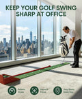 Indoor Putting Green With 3 Level Adjustable Incline For Uphill Putts Auto Ball Return Foldable Solid Wood Base Easy Home Office Backyard Practice Mat For Realistic Roll Pro Grade Feel Quick Setup And Fun Golf Training setup in office