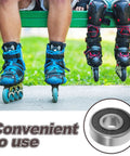 Sick 8 Piece 608RS Black Roller Skate Bearings With Pro Grade Carbon Steel Design For Loud Spins And Low Friction Glide Runs Smooth On Indoor Quads Or Longboards At Night No Grind Resistance Or Squeaky Wheels Ruining Your Ride Quality. 608RS bearing on inline and quad skates