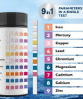 Hassle Free Nine Parameter Heavy Metal Water Test Strips At Home Water Quality Checks With 100 Sheets quick visual snap for contaminants.