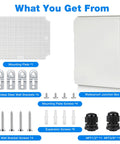 Heavy Duty Outdoor Junction Box Waterproof IP67 ABS Plastic Electrical Enclosure With Stainless Steel Latch For USA DIY Builders Tough As Nails Design That Beats Brutal Weather Quick Install accessories kit with mounting plate and screws.