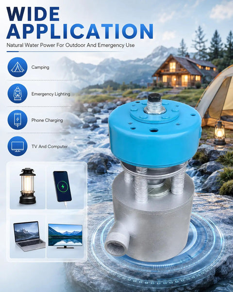 Portable Micro Hydroelectric Generator 1000W Off Grid Power 110V/220V Aluminum Alloy Water Turbine next to outdoor applications