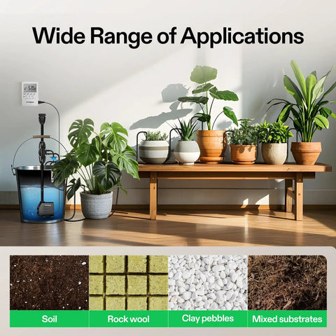 All In One Professional Drip Irrigation Kit With Pump, Timer, Regulator, 15W Output, 8 Drip Emitters for diverse substrates